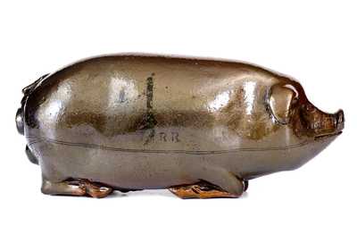 Extremely Rare Oversized Anna Pottery Stoneware Pig Flask