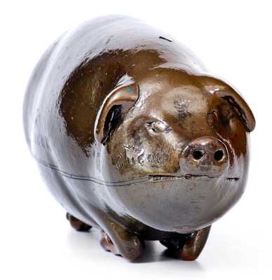 Extremely Rare Oversized Anna Pottery Stoneware Pig Flask