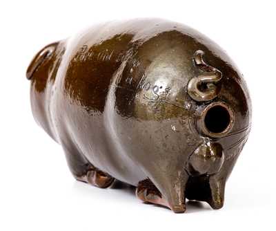 Extremely Rare Oversized Anna Pottery Stoneware Pig Flask