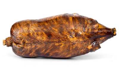 Extremely Rare Berks County, Pennsylvania Redware Pig Flask, Henne Family, Bern Township, 1830-60
