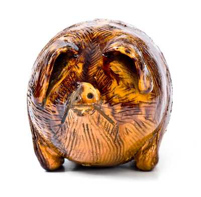 Extremely Rare Berks County, Pennsylvania Redware Pig Flask, Henne Family, Bern Township, 1830-60