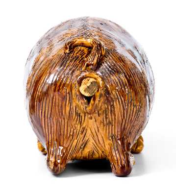 Extremely Rare Berks County, Pennsylvania Redware Pig Flask, Henne Family, Bern Township, 1830-60