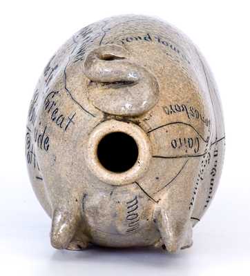 Exceptional Anna Pottery / 1882 Salt-Glazed Stoneware Pig Flask