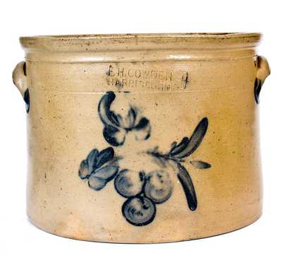 Scarce F.H. COWDEN / HARRISBURG Stoneware Jar w/ Cobalt Cherries