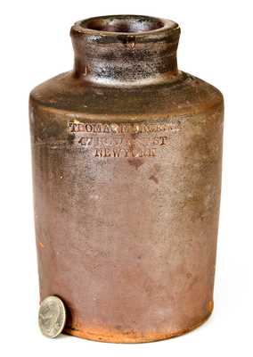 Extremely Rare and Important Thomas M. Jackson (New York City) Stoneware Oyster Jar