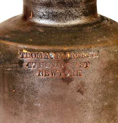 Extremely Rare and Important Thomas M. Jackson (New York City) Stoneware Oyster Jar