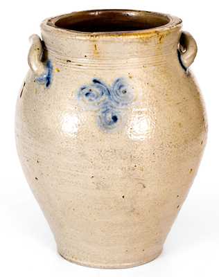 Circa 1790 Stoneware Watchspring Jar, probably Abraham Mead, Greenwich, CT