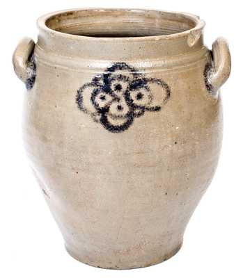 Unusual Manhattan Stoneware Jar w/ Purple Slip Decoration, probably Clarkson Crolius
