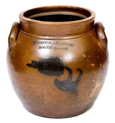 Rare 2 Gal. HUMISTON & WARNER / SOUTH AMBOY Stoneware Jar
