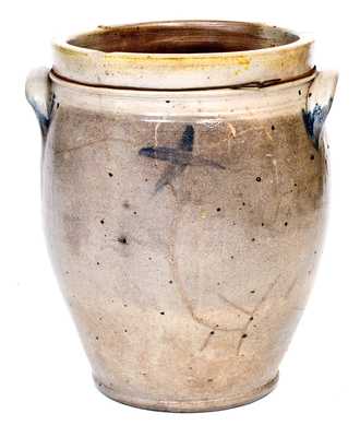 Very Rare W. NICHOLS / PO KEEPSIE Decorated Stoneware Jar, Poughkeepsie, NY, 1823