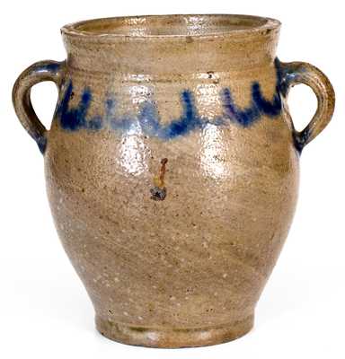 Fine Small Vertical-Handled Stoneware Jar, Manhattan, circa 1790