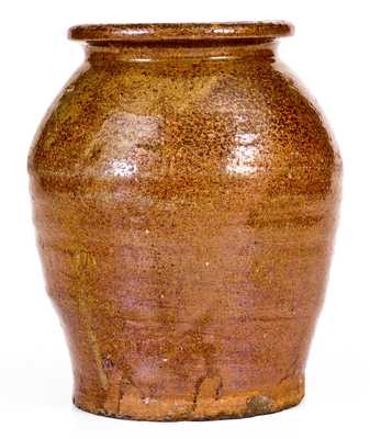 Unusual Small-Sized Stony Bluff (Edgefield District, SC) Stoneware Jar w/ Horseshoe Mark