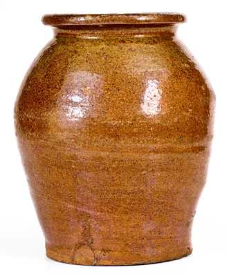 Unusual Small-Sized Stony Bluff (Edgefield District, SC) Stoneware Jar w/ Horseshoe Mark