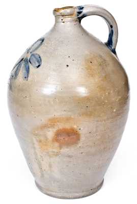 Attrib. William Capron, Albany, NY Stoneware Jug w/ Incised Floral Decoration, c1800-05