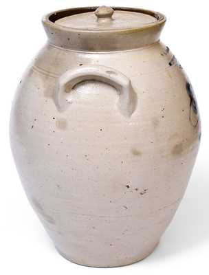 2 Gal. L. NORTON / BENNINGTON Stoneware Lidded Jar w/ Floral Decoration