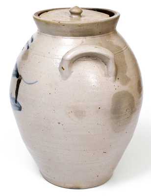 2 Gal. L. NORTON / BENNINGTON Stoneware Lidded Jar w/ Floral Decoration
