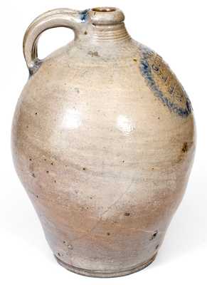 Fine 2 Gal. C. CROLIUS Stoneware Jug w/ Incised Decoration, Manhattan, New York