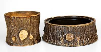 Lot of Two: Unusual Stump-Form Planters incl. ABRAM FRENCH & CO. / BOSTON Example