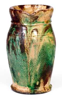 Shenandoah Valley Multi-Glazed Redware Cream Pitcher, Strasburg, VA