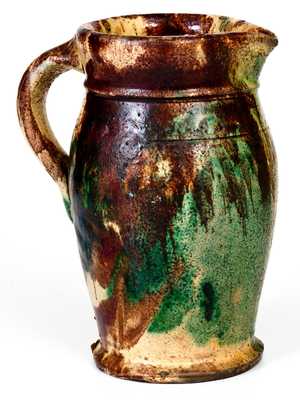Shenandoah Valley Multi-Glazed Redware Cream Pitcher, Strasburg, VA