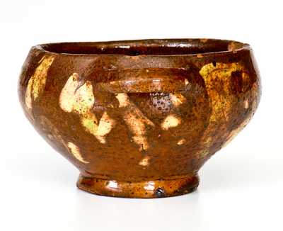 Very Rare Diminutive Redware Sugar Bowl w/ Marbled Slip Decoration, probably Hagerstown, MD, early 19th century