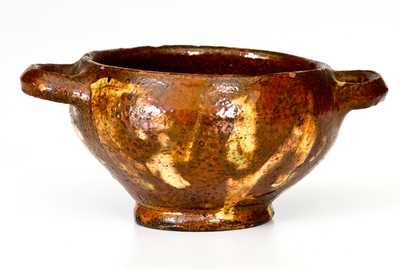 Very Rare Diminutive Redware Sugar Bowl w/ Marbled Slip Decoration, probably Hagerstown, MD, early 19th century