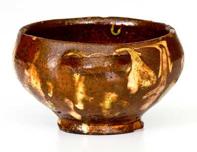 Very Rare Diminutive Redware Sugar Bowl w/ Marbled Slip Decoration, probably Hagerstown, MD, early 19th century