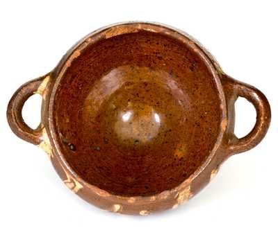 Very Rare Diminutive Redware Sugar Bowl w/ Marbled Slip Decoration, probably Hagerstown, MD, early 19th century