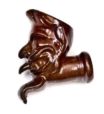 Molded Redware Face Pipe, attrib. John Taber, Wolfeboro, NH, c1870