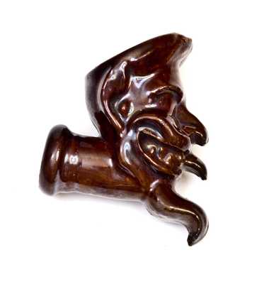 Molded Redware Face Pipe, attrib. John Taber, Wolfeboro, NH, c1870