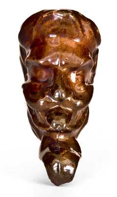Molded Redware Face Pipe, attrib. John Taber, Wolfeboro, NH, c1870