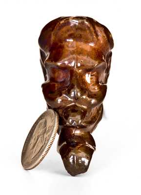 Molded Redware Face Pipe, attrib. John Taber, Wolfeboro, NH, c1870