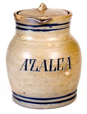 Rare Lidded Stoneware Presentation Pitcher Inscribed