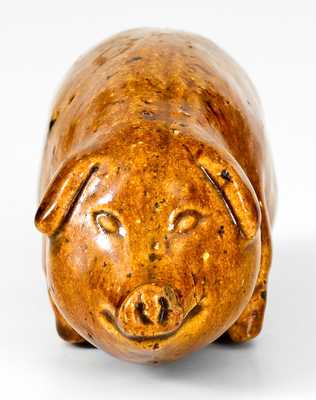 Molded Stoneware Pig Flask, probably Midwestern origin, late 19th century