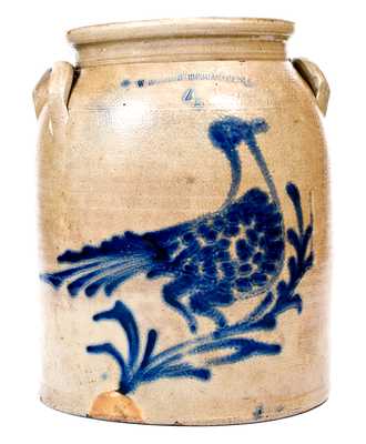 W. ROBERTS / BINGHAMTON NY Four-Gallon Stoneware Bird Jar