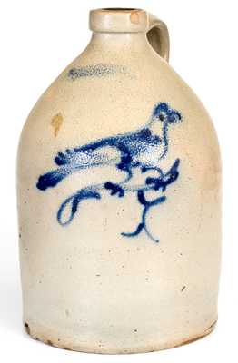 J. & E. NORTON / BENNINGTON, VT Stoneware Jug with Cobalt Bird Decoration