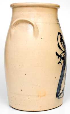 Outstanding J. & E. NORTON / BENNINGTON, VT Stoneware Churn w/ Cobalt Double-Pheasant Decoration