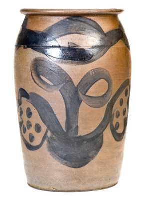 Very Rare Small-Sized Stoneware Jar with Cobalt Man s Profile, Ohio River Valley