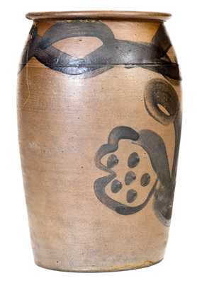 Very Rare Small-Sized Stoneware Jar with Cobalt Man s Profile, Ohio River Valley