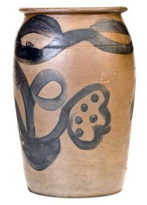 Very Rare Small-Sized Stoneware Jar with Cobalt Man s Profile, Ohio River Valley