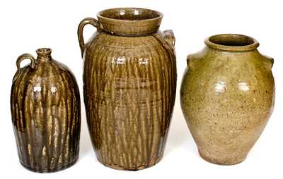 Three Pieces of Alkaline-Glazed Stoneware, Southern U.S. origin, 19th and 20th centuries