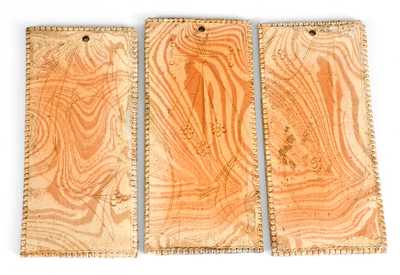Three George Ohr Pottery Decorative Tiles, Each Incised