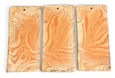 Three George Ohr Pottery Decorative Tiles, Each Incised