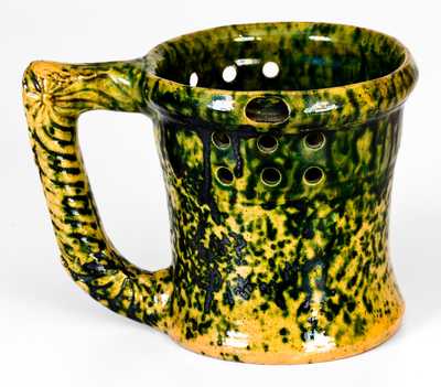 George Ohr Pottery Green-Glazed Puzzle Mug