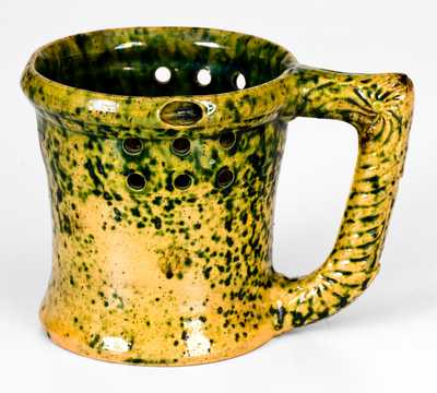 George Ohr Pottery Green-Glazed Puzzle Mug