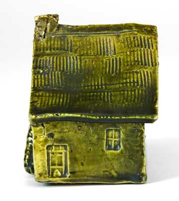 George Ohr Pottery Green-Glazed Cabin Inkwell