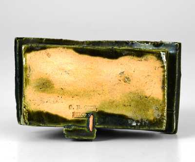 George Ohr Pottery Green-Glazed Cabin Inkwell