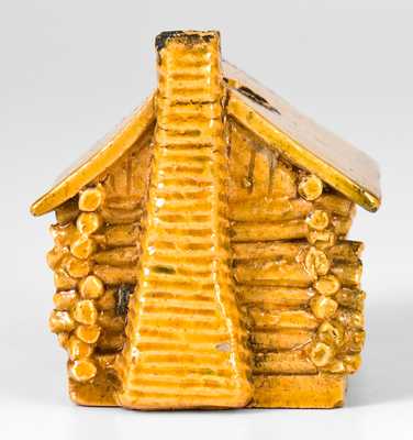 George Ohr Pottery Log Cabin Inkwell, Yellow Glaze