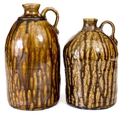Two Small-Sized Crawford County, Georgia Alkaline-Glazed Stoneware Jugs