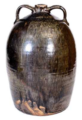 Double-Handled Crawford County, GA Stoneware Jug Stamped Twice HNL, Henry Newton Long